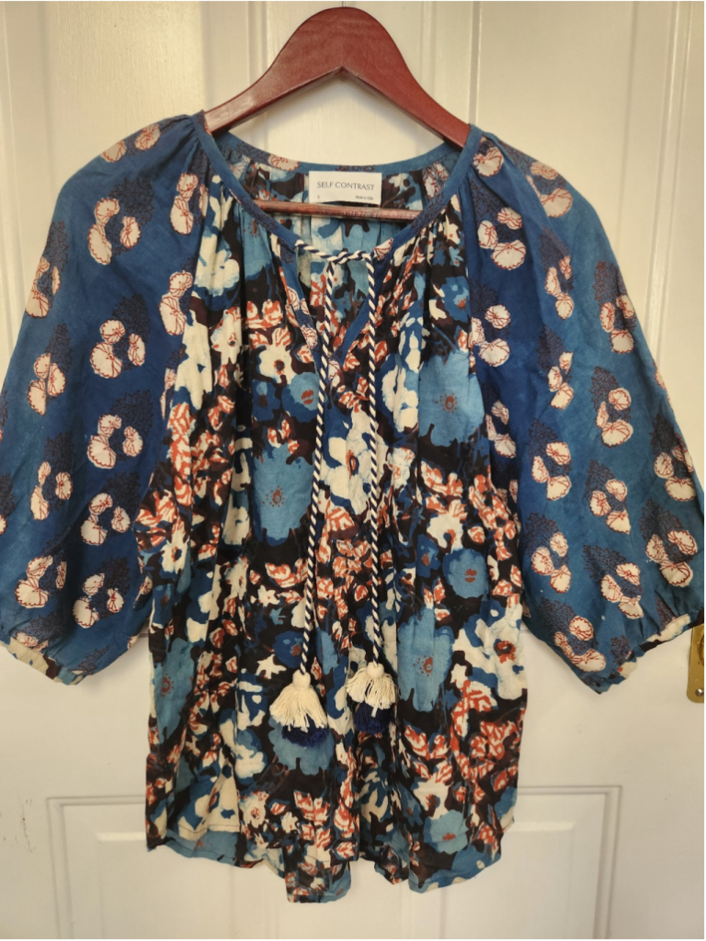 Self Contrast Floral Blouse Size S